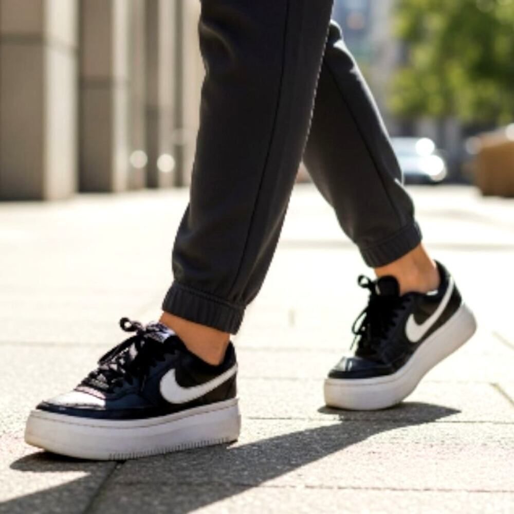 Nike Court Vision Women's Black Platform Sneakers - Size 8.5